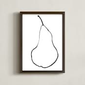 "Pear Drawing" - Art Print in black line by Kathy Van Torne - Framed