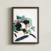 "Botanical Series Pink and  Mint" - Art Print in mint green by Caryn Owen - Framed