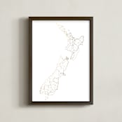 "New Zealand Map" - Art Print in Golden Bay by Angelene - Framed