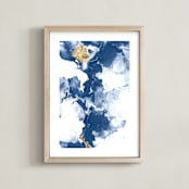 "Delight in the Storm II" - Art Print in Deep Blue by Julia Contacessi - Framed