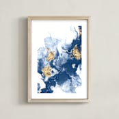 "Delight in the Storm I" - Art Print in Deep Blue by Julia Contacessi - Framed