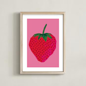 "Strawberry" - Art Print in Pink by Shari Margolin - Framed