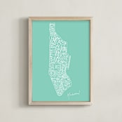 "Manhattan Neighborhoods" - Art Print in pool by KirstenEva - Framed