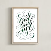 "God With Us Script" - Art Print in Evergreen by Alethea and Ruth - Framed