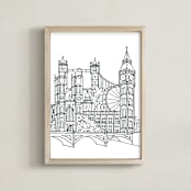 "London Sketchbook" - Art Print in black & white by Krissy Bengtson - Framed