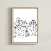 "Florence Sketchbook" - Art Print in black & white by Krissy Bengtson - Framed