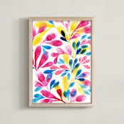 "Energy of Leaves" - Art Print in coral by Anna Marie Farmer - Framed