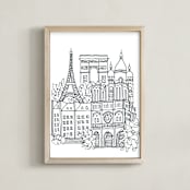 "Paris Sketchbook" - Art Print in black & white by Krissy Bengtson - Framed