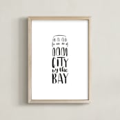 "Tower Type" - Art Print in Midnight by Leah Bisch - Framed