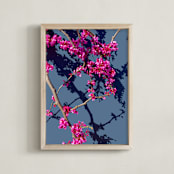 "Red Bud Blue" - Art Print in Brilliant Magenta by Katie Craig - Framed