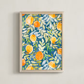 "Fruitful and Free" - Art Print in Blue by Britt Mills - Framed