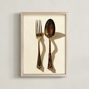 "Fork and Spoon" - Art Print in Vintage Neutral by Kinga Subject - Framed