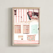 "Varanasi Layers and Stripes " - Art Print in Blush by LindseyErin - Framed