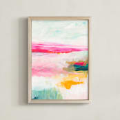 "Painting a Day #27" - Art Print in hot pink by Karyn Denten - Framed