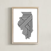 "State Lines, Illinois" - Art Print in Black by Owl and Toad - Framed
