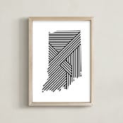 "State Lines, Indiana" - Art Print in Black by Owl and Toad - Framed