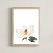 "One Magnolia" - Art Print in Petal White by Monica Loos - Framed