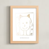"Your Drawing As Foil Art Print" - Custom Foil Print in Gold by Minted - Framed
