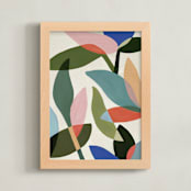 "Garden in Bloom" - Art Print in Moss Green by Katherine Moynagh - Framed