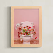 "Fertile Blooms" - Art Print in Tulip Field Pink by Theresa Bear - Framed