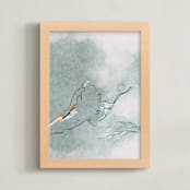 "Cloud Mountains" - Art Print in Blue Green by Shraddha Dharia - Framed