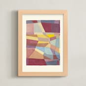 "Globe plot" - Art Print in Peach by Catilustre - Framed