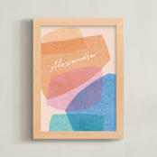 "bright boulders" - Personalized Art Print in apricot fizz by Carrie Moradi - Framed