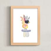 "feathered totem" - Art Print in feather grey by tina johnson - Framed