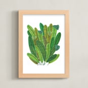 "Banana Leaf Bouquet" - Art Print in Tropical Green by Madeline Trait - Framed