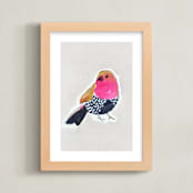 "Stay 1" - Art Print in Pashmina, pink, ink and mustard by Victoria Johnson - Framed