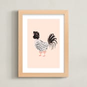 "Spotted Hen" - Art Print in Light Pink by SALLY MURPHY - Framed