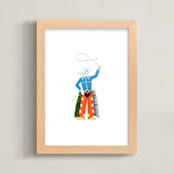 "Cowboy Carl" - Art Print in Cajun Shrimp by Kelsey Livingston - Framed