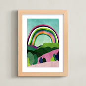 "Rainbow dreams" - Art Print in Emerald Green by Mojca Dolinar - Framed