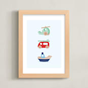 "Air Land Sea" - Art Print in The Blues by Tamara Hilje - Framed