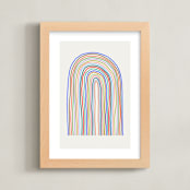 "happy rainbow" - Art Print in Buttercream by Kelly Watkins - Framed