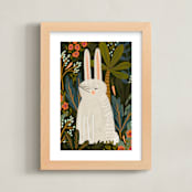 "Bunny Jungle" - Art Print in Forest Green by SALLY MURPHY - Framed