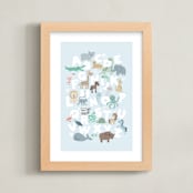 "Wild Animal Alphabet" - Art Print in white by Jessie Steury - Framed