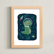"Dinos in space" - Art Print in Triassic by Annie Holmquist - Framed