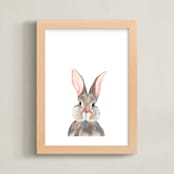 "Curious Bunny" - Art Print in Grey by Together Apart - Framed