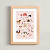 "Find Me on the Farm" - Art Print in Taupe by Francesca Iannaccone - Framed