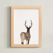 "Prancer" - Art Print in Deer Brown by jinseikou - Framed