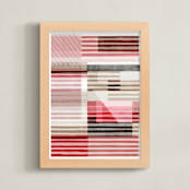 "Lined Abstract" - Art Print in Coral Pink by Francesca Iannaccone - Framed