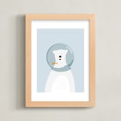 "Bear and Fish" - Art Print in Frost by Christie Garcia - Framed