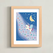 "starry unicorn highway" - Art Print in royal blue by clearlytangled studio - Framed