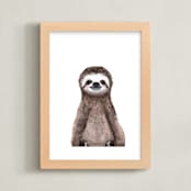 "Baby Animal Sloth" - Art Print in chocolate by Cass Loh - Framed