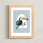 "Toucan in the Jungle" - Art Print in Sky by Christie Garcia - Framed