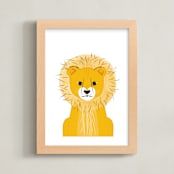 "Gentle Lion" - Art Print in Golden Yellow by Rebecca Marchese - Framed