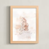 "Reflecting" - Art Print in Peach by Lindsay Megahed - Framed