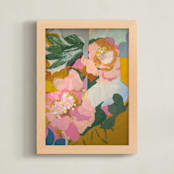 "Bursting Blooms" - Art Print in Yellow Ochre by cyrille gulassa - Framed