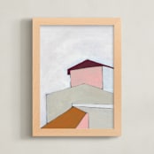 "Rooftop View" - Art Print in Warm Gray by Karyn Denten - Framed